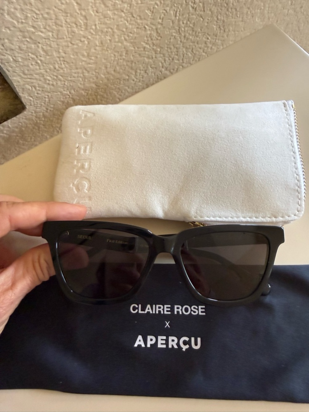 Claire Rose and Apercu Women's Black Cat-Eye Sunglasses in Black - Picture 3 of 6